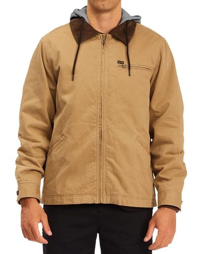 Billabong Barlow Hooded Workwear Style Zip Jacket - Natural