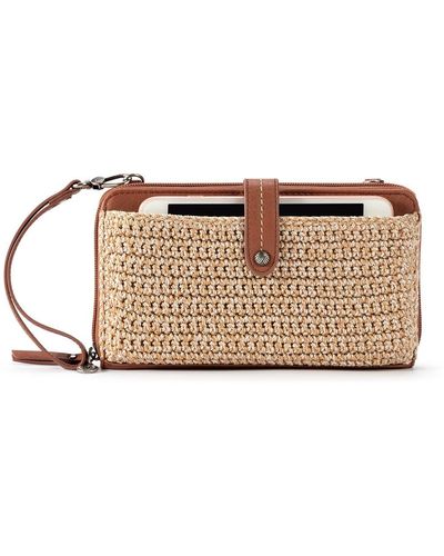 The Sak Iris Large Smartphone Crossbody Bag In Crochet And Faux Leather - Brown