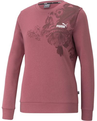 PUMA Womens Essentials+ Frozen Flower Graphic Crew Sweatshirt - Purple