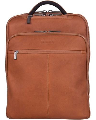 Kenneth Cole Colombian Leather 16" Hattan Slim Laptop Travel Backpack - Brown