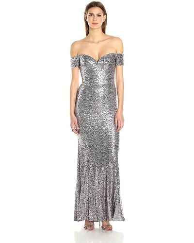 Badgley Mischka Off The Shoulder Stretch Sequin Gown - Multicolor