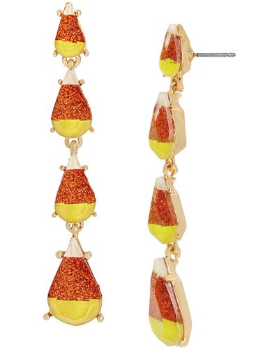 Betsey Johnson Halloween Candy Corn Linear Earrings - Orange