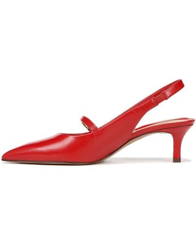 Franco Sarto S Khloe Pointed Toe Slingback Kitten Heel Cherry Red Leather 7.5 M