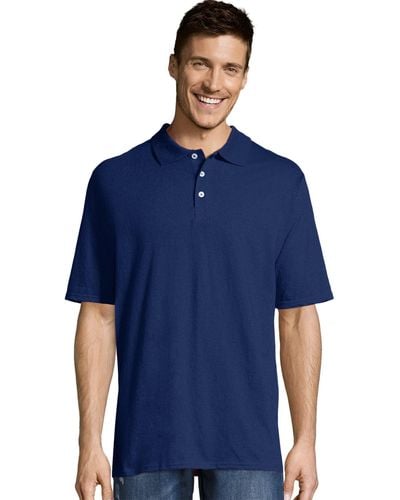 Hanes Mens X-temp Performance Polo Shirt,navy,medium - Blue