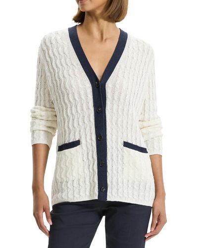 Theory Cable Cardigan - White
