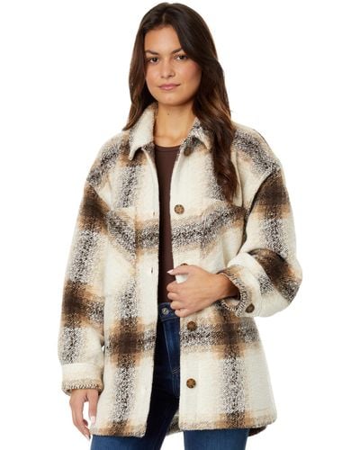 Lucky Brand Oversized Plaid Shirt Jacket - Brown