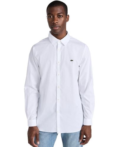 Lacoste Slim Fit Stretch Cotton Poplin Shirt 16 - White