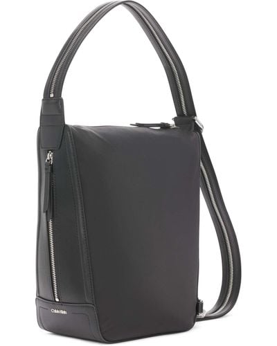 Calvin Klein Moss Convertible Sling Backpack & Hobo Shoulder Bag - Black