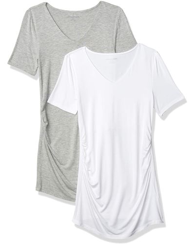 Amazon Essentials Maternity 2-Pack Short-Sleeve Rouched Scoopneck T-Shirt - Weiß
