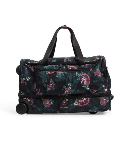 Vera Bradley Recycled Lighten Up Reactive Foldable Rolling Duffle Luggage - Black