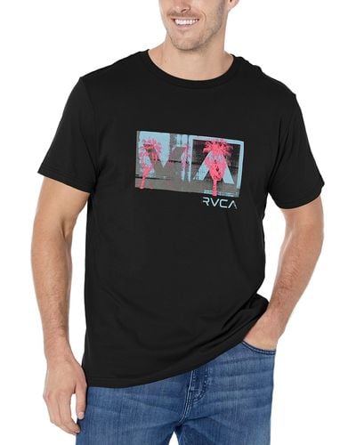 RVCA Mens Graphic Short Sleeve Crew Neck Tee T Shirt - Black
