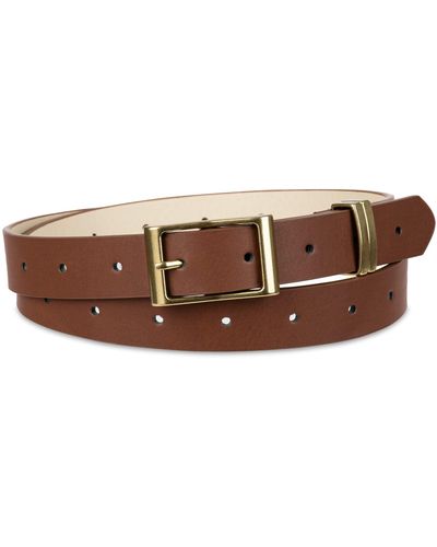 Jessica Simpson Adjustable Perforated Waist Belt With Holes - Brown