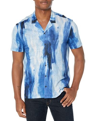 John Varvatos Laurel Short Sleeve Camp Shirt - Blue