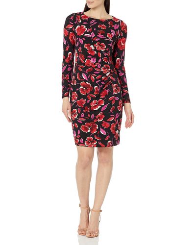Nine West Quinn Ity Rouched Dress - Red