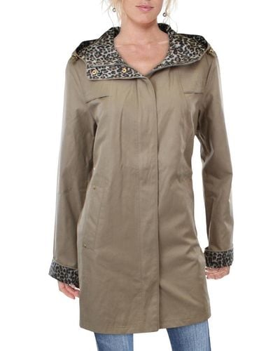 Jones New York Hooded Mid-weight Coat Rain Jacket - Natural