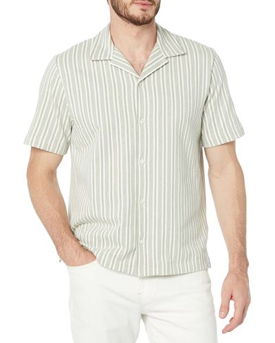 Vince S Cabana Stripe S/s Button Down Shirt - White