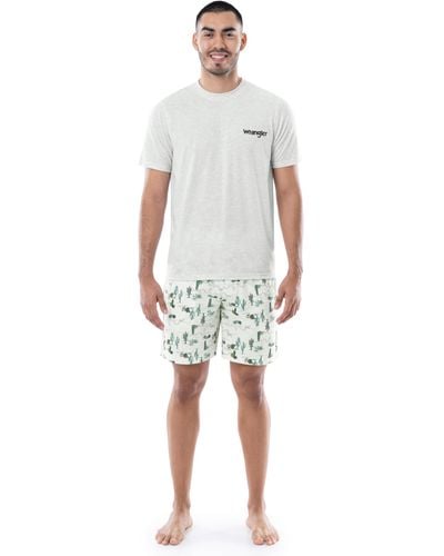 Wrangler Jersey Top And Micro-sanded Cotton Shorts Pajama Sleep Set - White