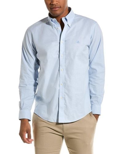 Brooks Brothers Non-iron Stretch Oxford Sport Shirt Long Sleeve Solid - Blue