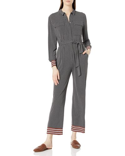 Donna Morgan Long Sleeve Stretch Crepe Self Tie Cropped Jumpsuit - Green