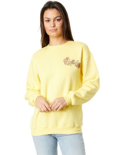 Billabong Graphic Pullover Sweatshirt Fleece Hoodie - Yellow