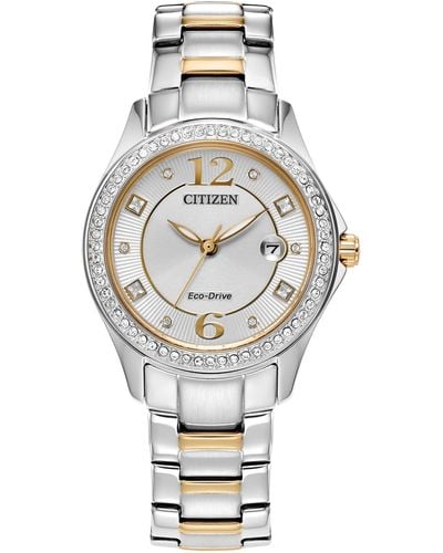 Citizen Ladies' Eco-drive Classic Crystal Watch In Two-tone Stainless Steel - Metallic
