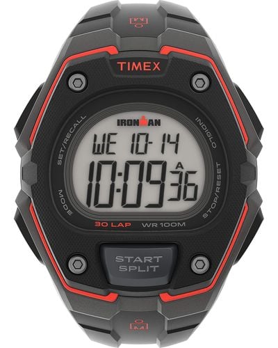 Timex Ironman Classic 30 Oversized 43mm Resin Strap Watch – Dark Gray Case Black Top Ring With Black Resin
