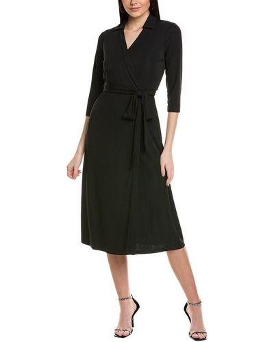 Anne Klein Wrap Midi Dress - Black