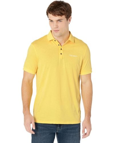 Emporio Armani A | X Armani Exchange Short Sleeve Milano/new York Logo Jersey Polo Shirt - Yellow