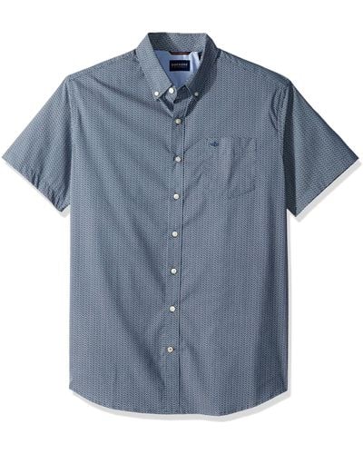 Dockers Size Classic Fit Short Sleeve Signature Comfort Flex Shirt - Blue