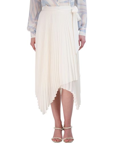 BCBGMAXAZRIA Pleated Handkerchief Wrap Midi Skirt - White