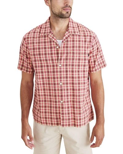 Dockers Relaxed Fit Short Sleeve Camp Collar Shirt, - Red