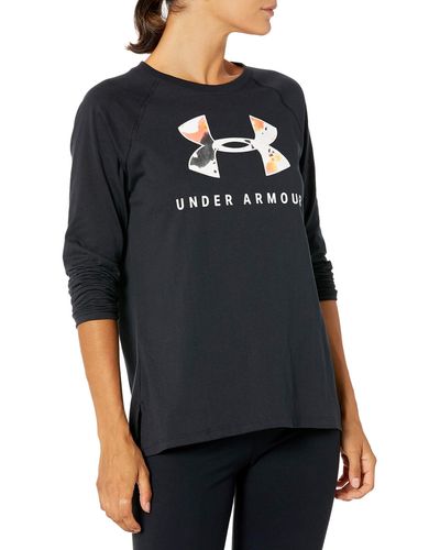 Under Armour Top Step Graphic Long Sleeve Gym Workout Shirt - Black