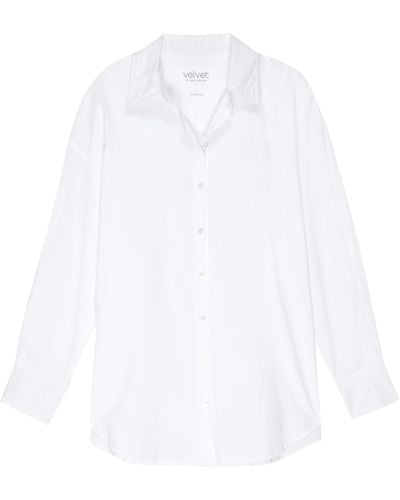 Velvet By Graham & Spencer Velvet By Jenny Graham Redondo Cotton Button Up Shirt - White