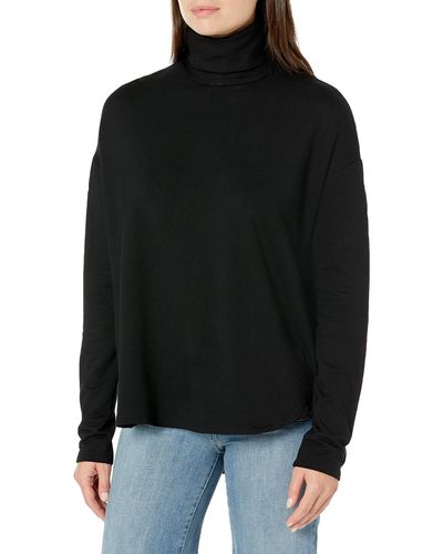 Majestic Filatures Rounded Bottom French Terry Turtleneck - Black