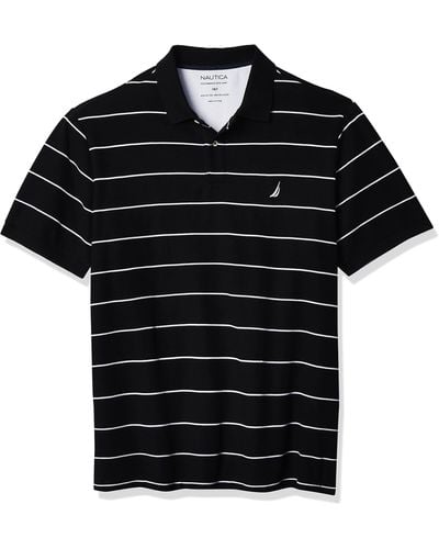 Nautica Big And Tall Classic Short Sleeve Striped Polo Shirt, True Black, 3x-large