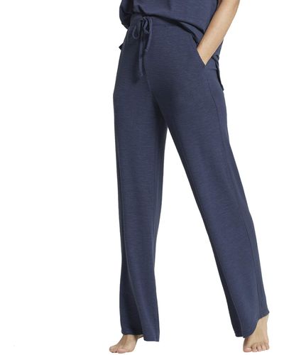 Yummie Slub Knit Lounge Wide Leg Pant - Blue