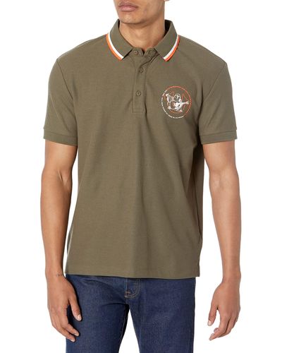 True Religion Relaxed Ss Tipped Polo Shirt - Green