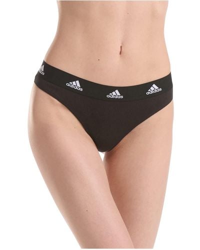 adidas Underwear Rib 2x2 Thong Panties - Black