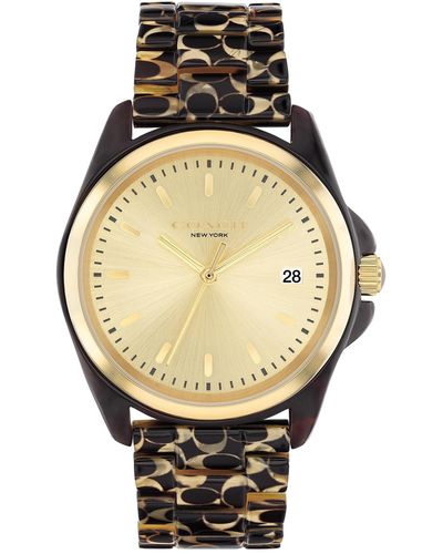 COACH Greyson Watch | Water Resistant | Quartz Movement | Elevating Elegance For Every Occasion(model 14504187) - Multicolor