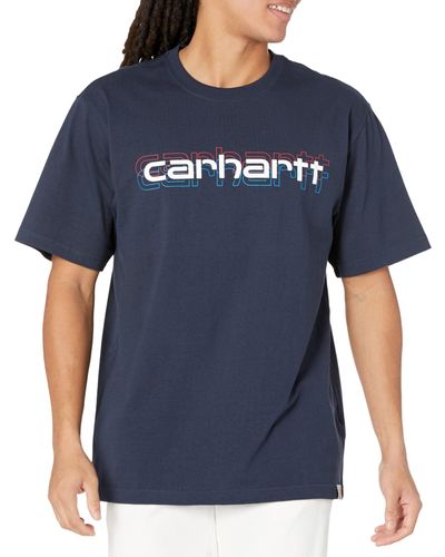 Carhartt Loose Fit Heavyweight Short Sleeve Logo Graphic T-shirt - Blue