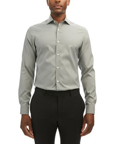 Perry Ellis Portfolio Long Sleeve Slim Fit Performance Dress Shirt - Gray