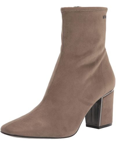 DKNY Suede Classic Heeled Boot Fashion - Brown