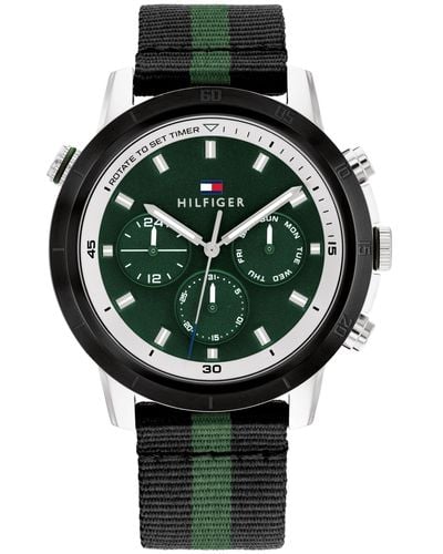 Tommy Hilfiger Bound Collection For - Sporty Multifunction Wristwatch For Him - Recycled Plastic - Water-resistant Up To 5 Atm/50 Meters - Green