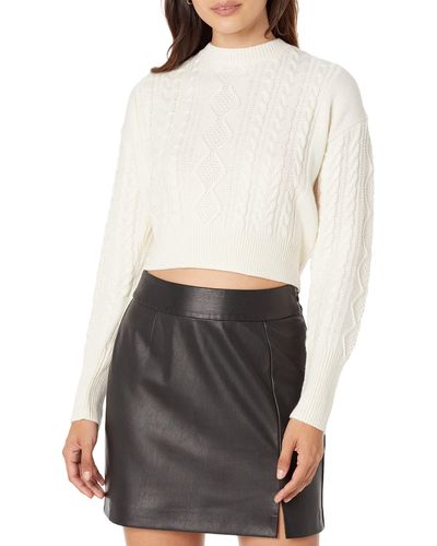 The Drop Waylon Cropped Zopfmuster Pullover - Weiß
