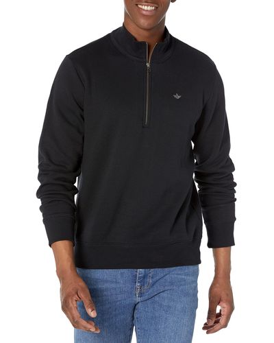 Dockers Regular Fit Long Sleeve 1/4 Zip Fleece Sweatshirt, - Black