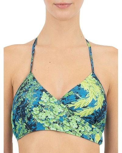 Kensie Standard Halter Wrap Swim Top - Blue