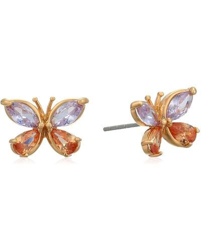 Betsey Johnson Cz Butterfly Stud Earrings - Purple