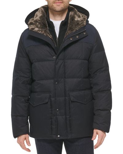 Cole Haan Quilted Flannel Packable Down Parka - Black