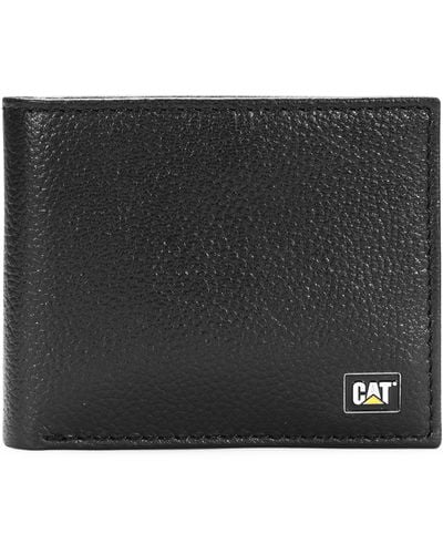 Caterpillar Leather Bifold Wallet With Id Window - Black