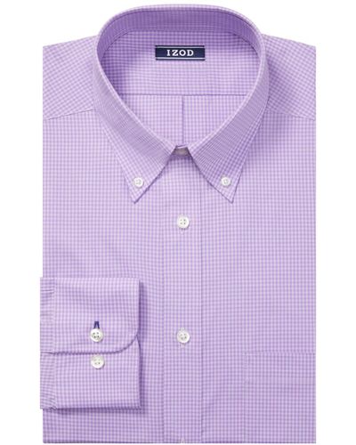Izod Fit Dress Shirt Stretch Check - Purple